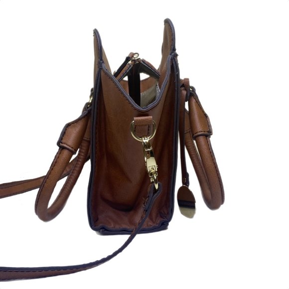 London Fog Brown Leather Hand or Shoulder Bag w/Adjustable & Removable Strap - Picture 14 of 15